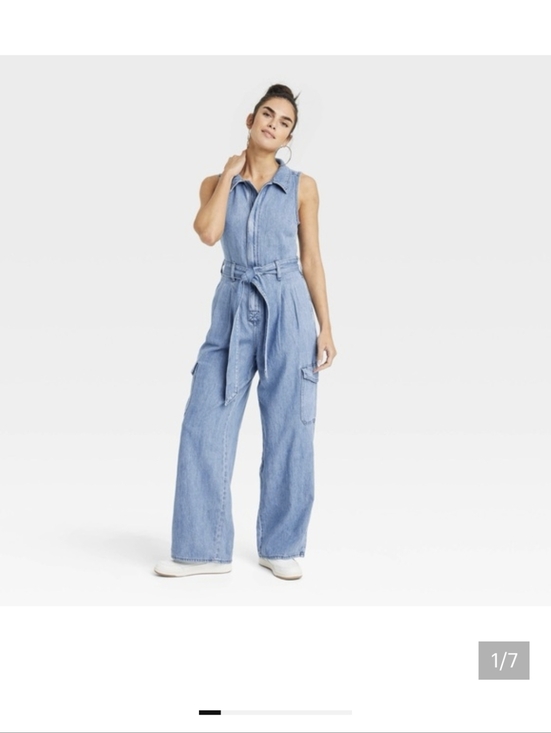 Universal Thread Denim - Universal Thread Light Blue Sleeveless Denim Jumpsuit with Belt